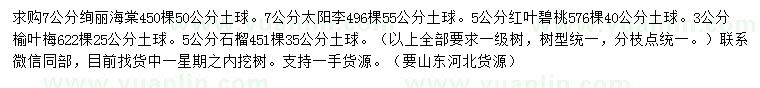 求購(gòu)絢麗海棠、太陽(yáng)李、紅葉碧桃等