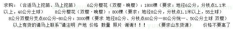 求購(gòu)6、8公分櫻花