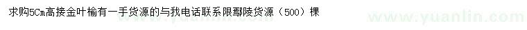 求購5公分高接金葉榆