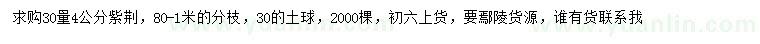 求購30量4公分紫荊