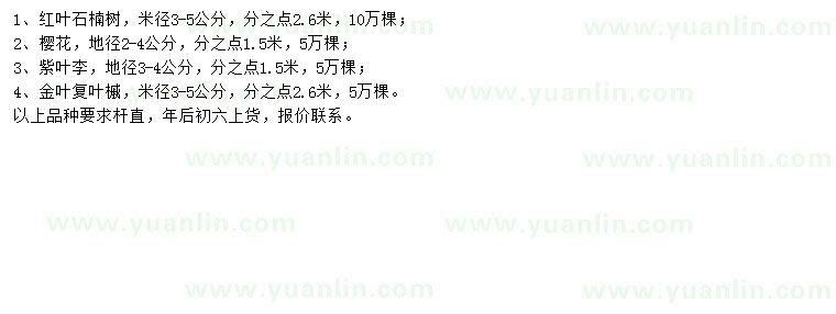求購(gòu)紅葉石楠、櫻花、紫葉李等