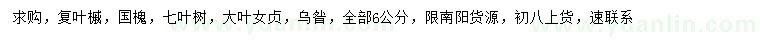 求購復(fù)葉槭、國槐、七葉樹等