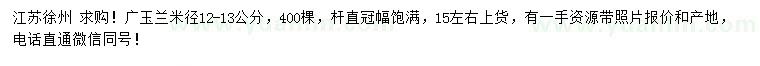 求購米徑12-13公分廣玉蘭