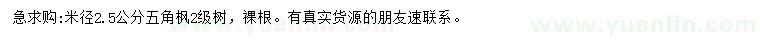 求購米徑2.5公分五角楓
