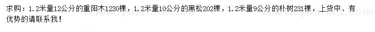 求購重陽木、黑松、樸樹