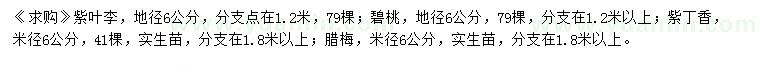 求購(gòu)紫葉李、碧桃、紫丁香等