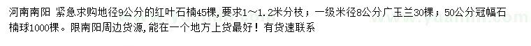 求購紅葉石楠、廣玉蘭、石楠球