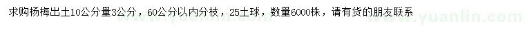 求購出土10公分量3公分楊梅