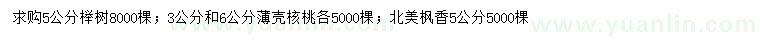 求購(gòu)櫸樹、核桃、北美楓香