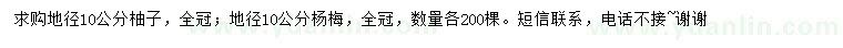 求購地徑10公分柚子、楊梅