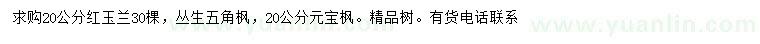 求購紅玉蘭、叢生五角楓、元寶楓