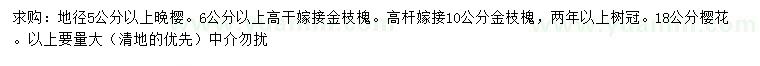 求購?fù)頇?、金枝槐、櫻? />
                        <br />
                        <label style=