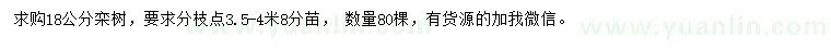 求購18公分欒樹