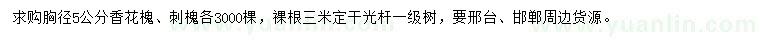 求購胸徑5公分香花槐、刺槐