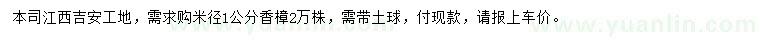 求購(gòu)米徑1公分香樟