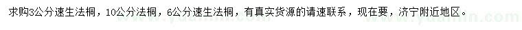 求購(gòu)3、6公分速生法桐、10公分法桐