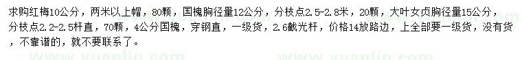 求購紅梅、國槐、大葉女貞