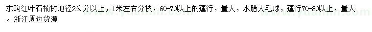 求購地徑2公分以上紅葉石楠、蓬徑70-80公分以上水臘大毛球