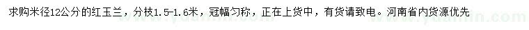 求購米徑12公分紅玉蘭