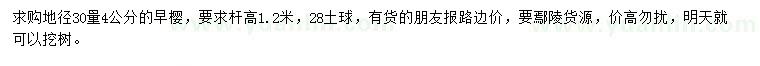 求購地徑30量4公分早櫻