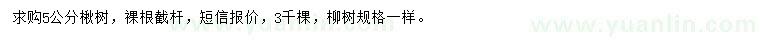 求購5公分楸樹、柳樹