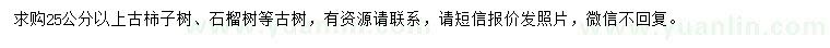 求購(gòu)25公分以上古柿子樹、石榴樹等