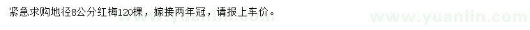 求購地徑8公分紅梅