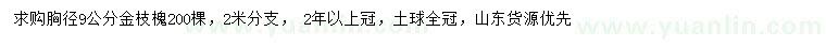 求購胸徑9公分金枝槐