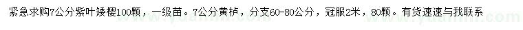 求購(gòu)7公分紫葉矮櫻、黃櫨