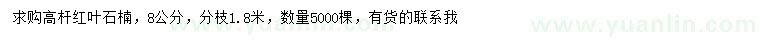 求購(gòu)8公分高桿紅葉石楠