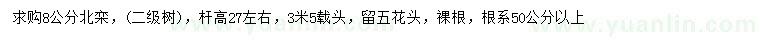 求購8公分北欒