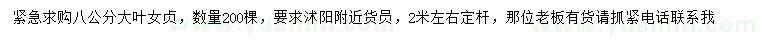 求購(gòu)8公分大葉女貞
