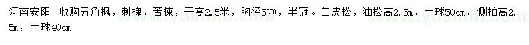 求購五角楓、刺槐、苦楝等