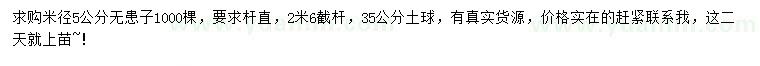 求購米徑5公分無患子