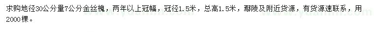 求購地徑30量7公分金絲槐
