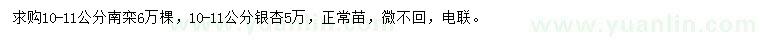 求購10-11公分南欒、銀杏