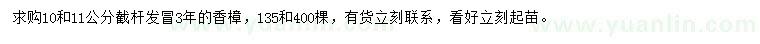 求購10、11公分香樟
