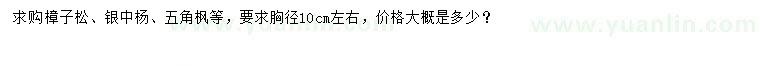求購樟子松、銀中楊、五角楓等