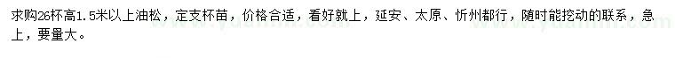 求購高1.5米以上油松