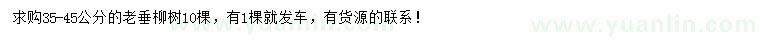 求購35-45公分老垂柳樹