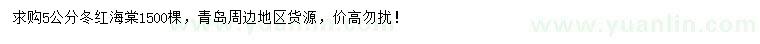 求購(gòu)5公分冬紅海棠