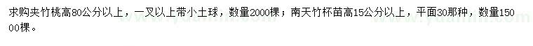 求購高80公分以上夾竹桃、高15公分以上南天竹