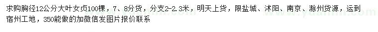 求購胸徑12公分大葉女貞