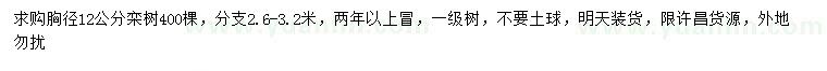 求購(gòu)胸徑12公分欒樹(shù)