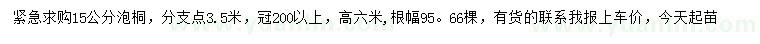 求購(gòu)15公分泡桐