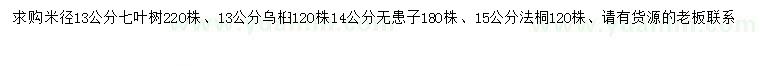 求購七葉樹、烏桕、無患子等