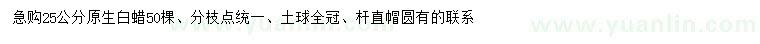 求購(gòu)25公分白蠟