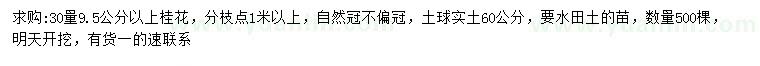 求購30量9.5公分以上桂花