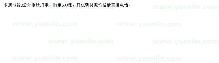 求購地徑3公分垂絲海棠