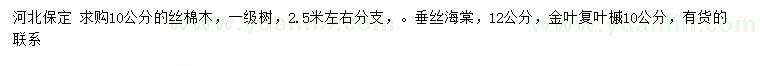 求購絲棉木、垂絲海棠、金葉復(fù)葉槭